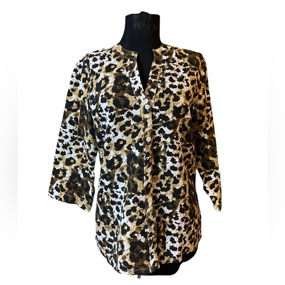 Rebecca Malone Animal Print Button-down Blouse Small - Picture 5 of 12